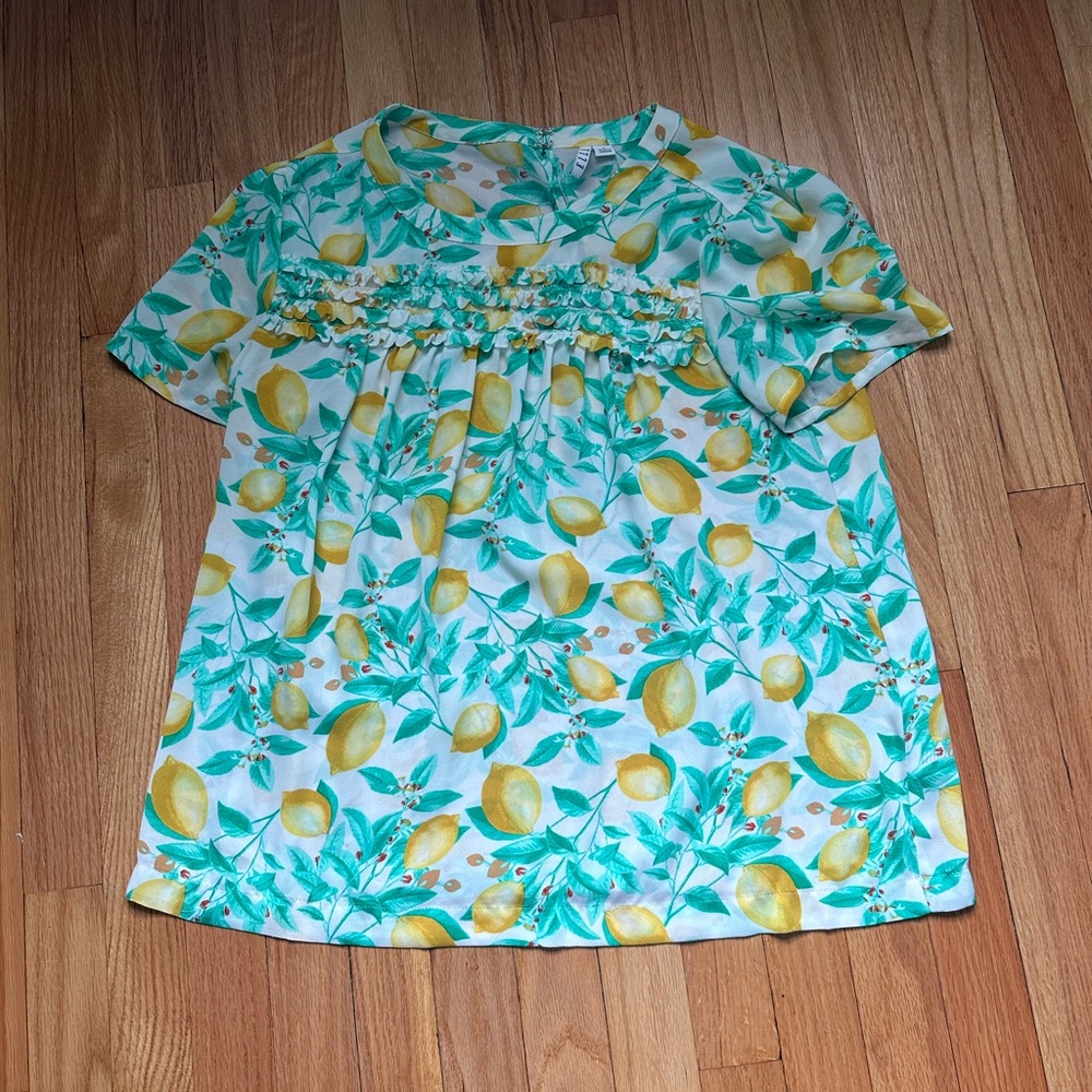 Elle lemon short sleeve blouse